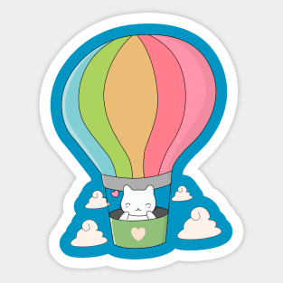 Cute Hot Air Balloon Cat T-Shirt Sticker